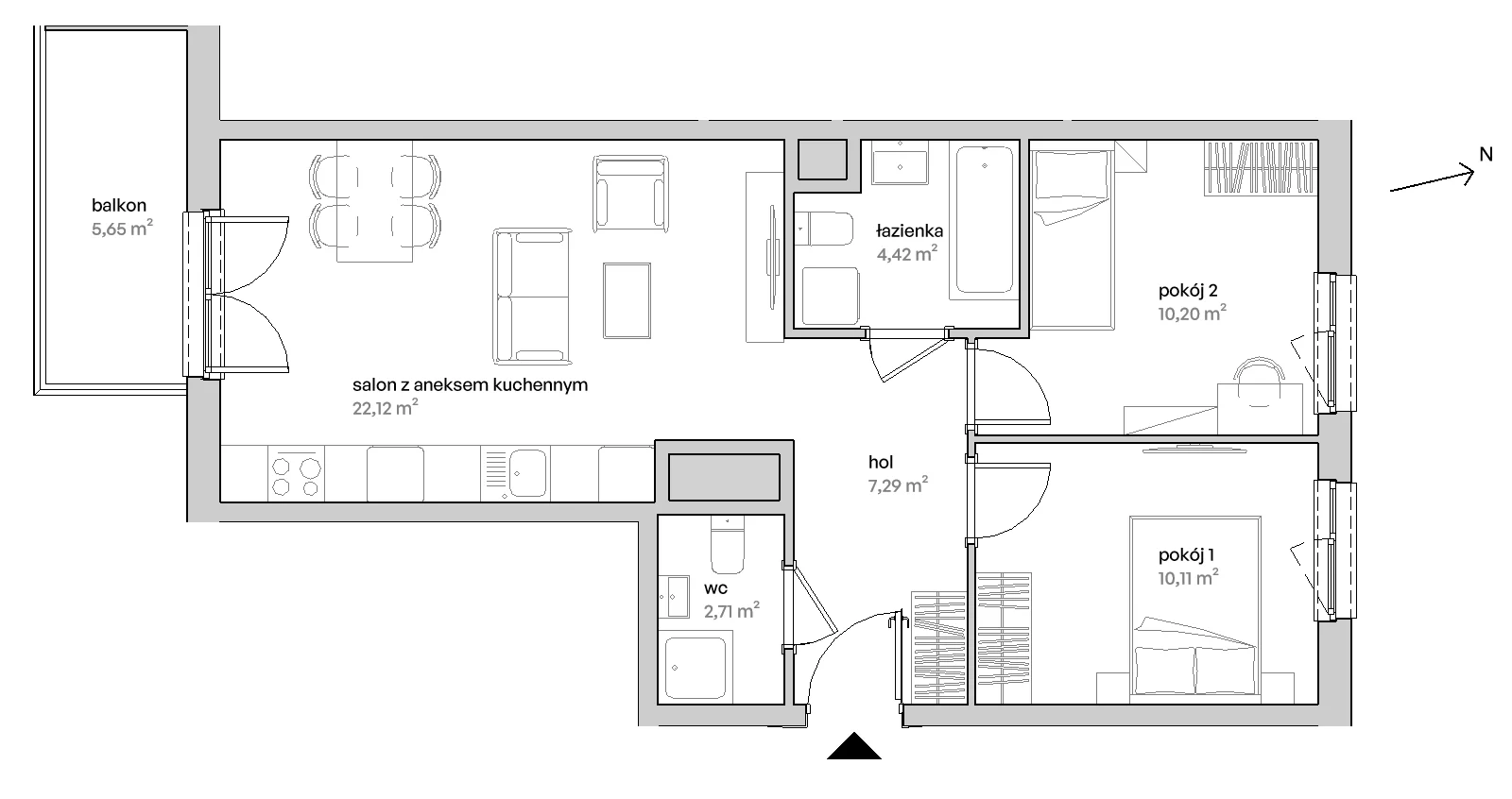 3 pokoje, mieszkanie 56,85 m², piętro 2, oferta nr A/02/030, Unii Lubelskiej Vita, Poznań, Nowe Miasto, Starołęka, ul. Unii Lubelskiej 10