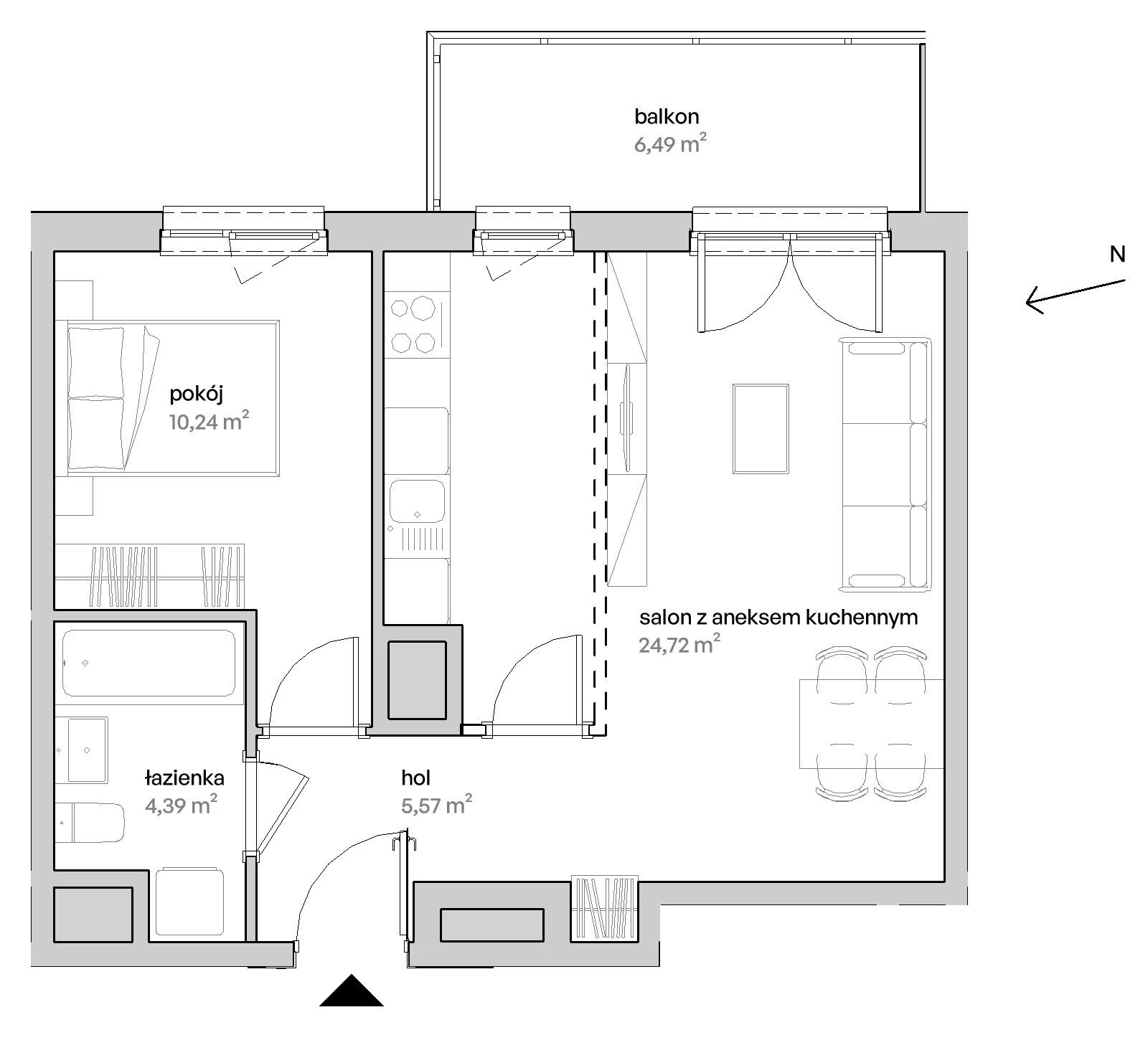 2 pokoje, mieszkanie 44,92 m², piętro 4, oferta nr A/04/049, Unii Lubelskiej Vita, Poznań, Nowe Miasto, Starołęka, ul. Unii Lubelskiej 10