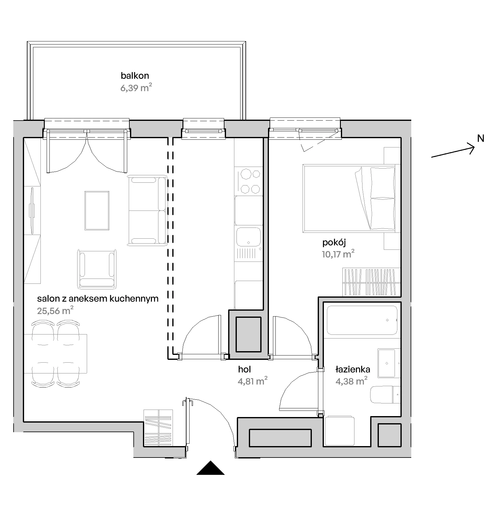 2 pokoje, mieszkanie 44,92 m², piętro 5, oferta nr A/05/066, Unii Lubelskiej Vita, Poznań, Nowe Miasto, Starołęka, ul. Unii Lubelskiej 10