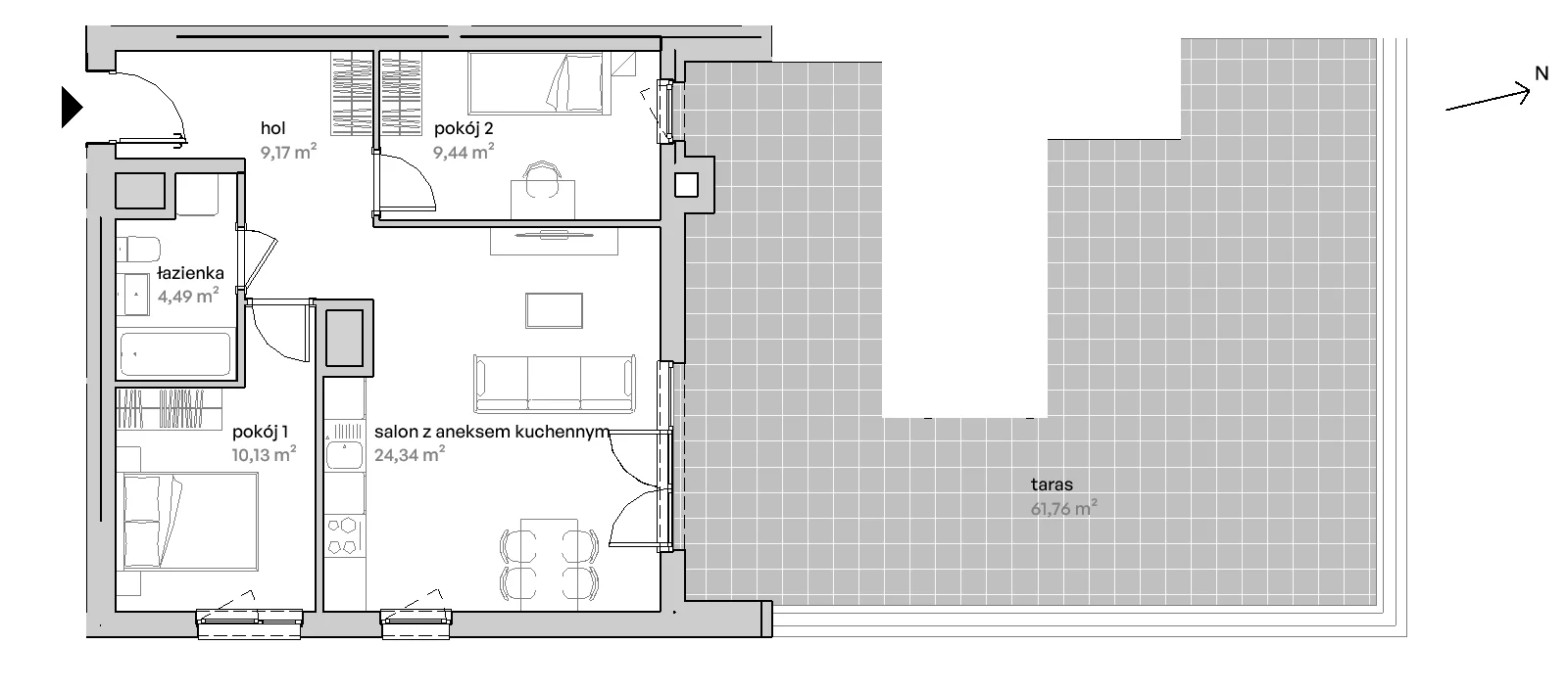 3 pokoje, mieszkanie 57,57 m², piętro 9, oferta nr A/09/109 , Unii Lubelskiej Vita, Poznań, Nowe Miasto, Starołęka, ul. Unii Lubelskiej 10