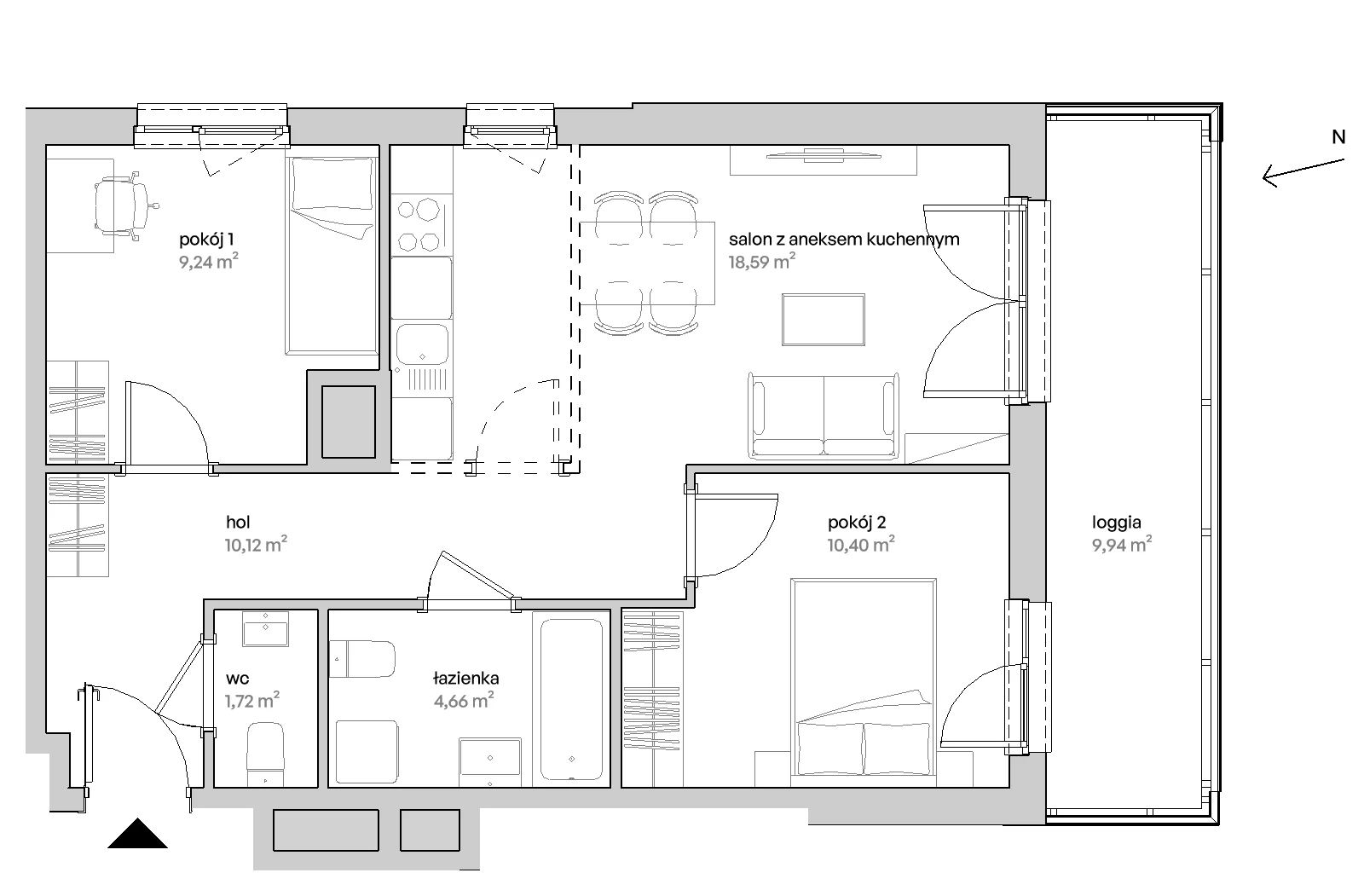 3 pokoje, mieszkanie 54,73 m², piętro 9, oferta nr A/09/114, Unii Lubelskiej Vita, Poznań, Nowe Miasto, Starołęka, ul. Unii Lubelskiej 10