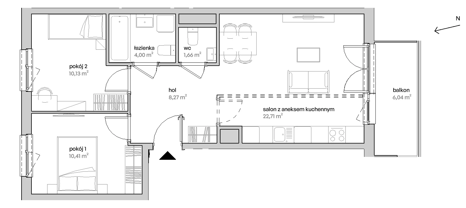 3 pokoje, mieszkanie 57,18 m², piętro 2, oferta nr B/02/155, Unii Lubelskiej Vita, Poznań, Nowe Miasto, Starołęka, ul. Unii Lubelskiej 10