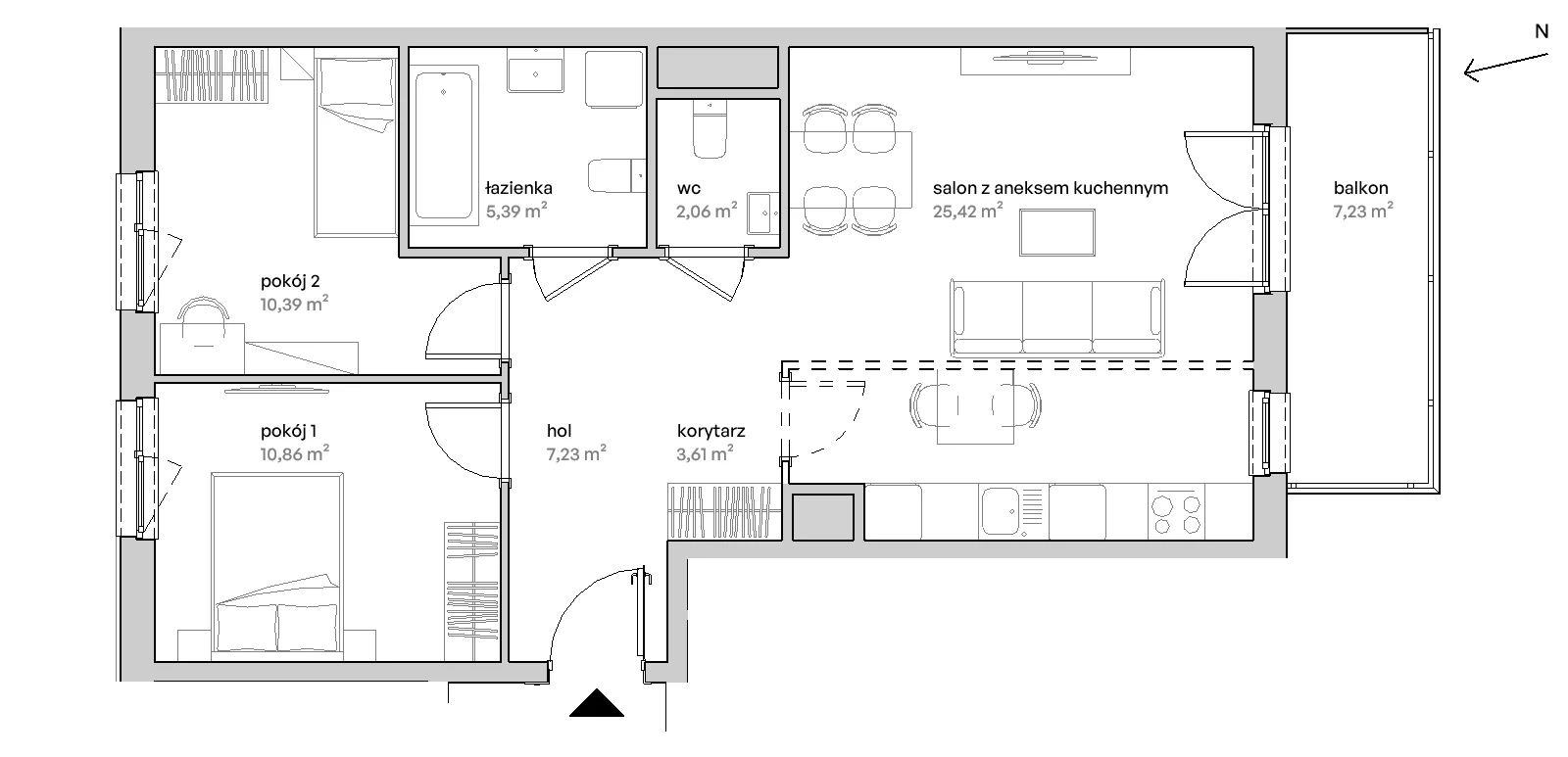 3 pokoje, mieszkanie 64,96 m², piętro 1, oferta nr C/01/178, Unii Lubelskiej Vita, Poznań, Nowe Miasto, Starołęka, ul. Unii Lubelskiej 10