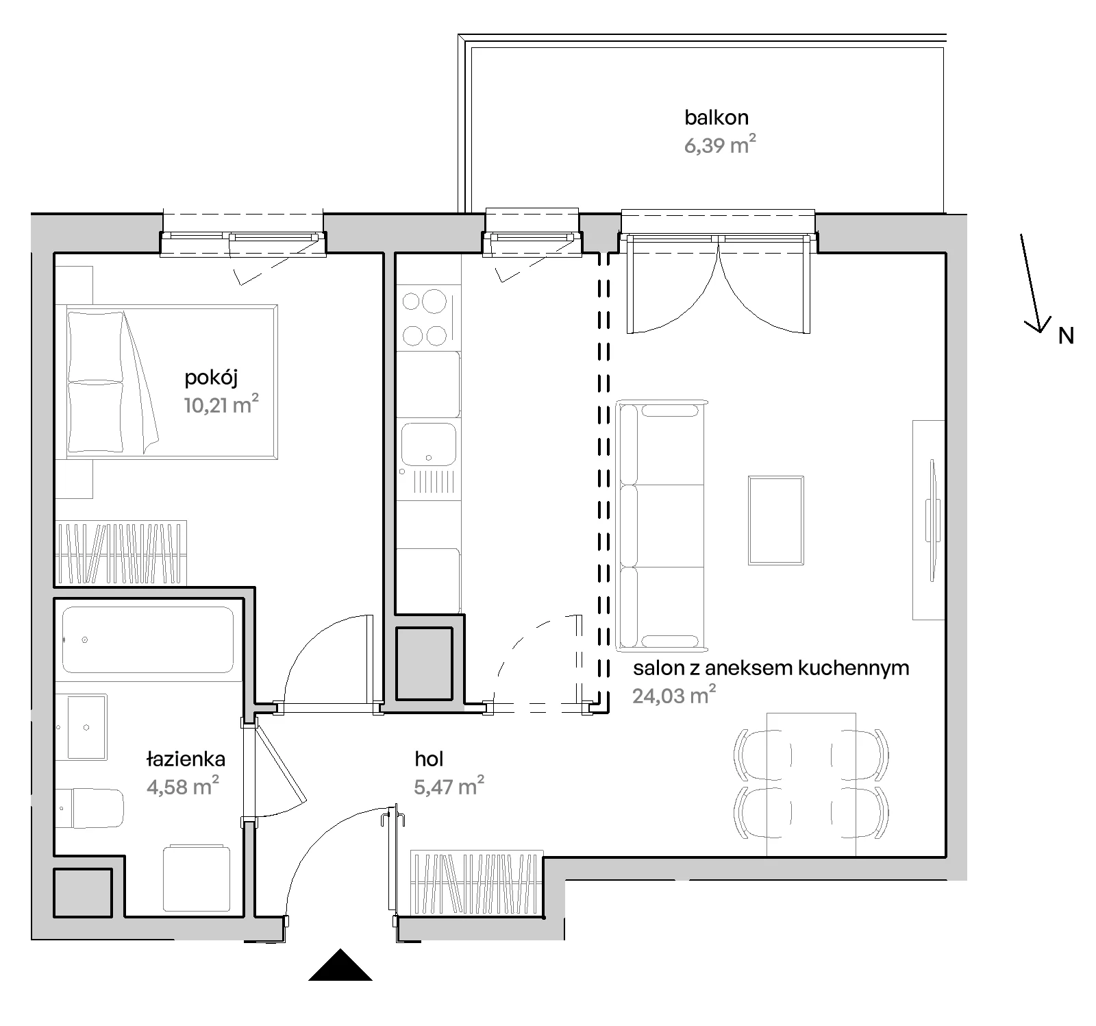 2 pokoje, mieszkanie 44,29 m², piętro 1, oferta nr C/01/179, Unii Lubelskiej Vita, Poznań, Nowe Miasto, Starołęka, ul. Unii Lubelskiej 10