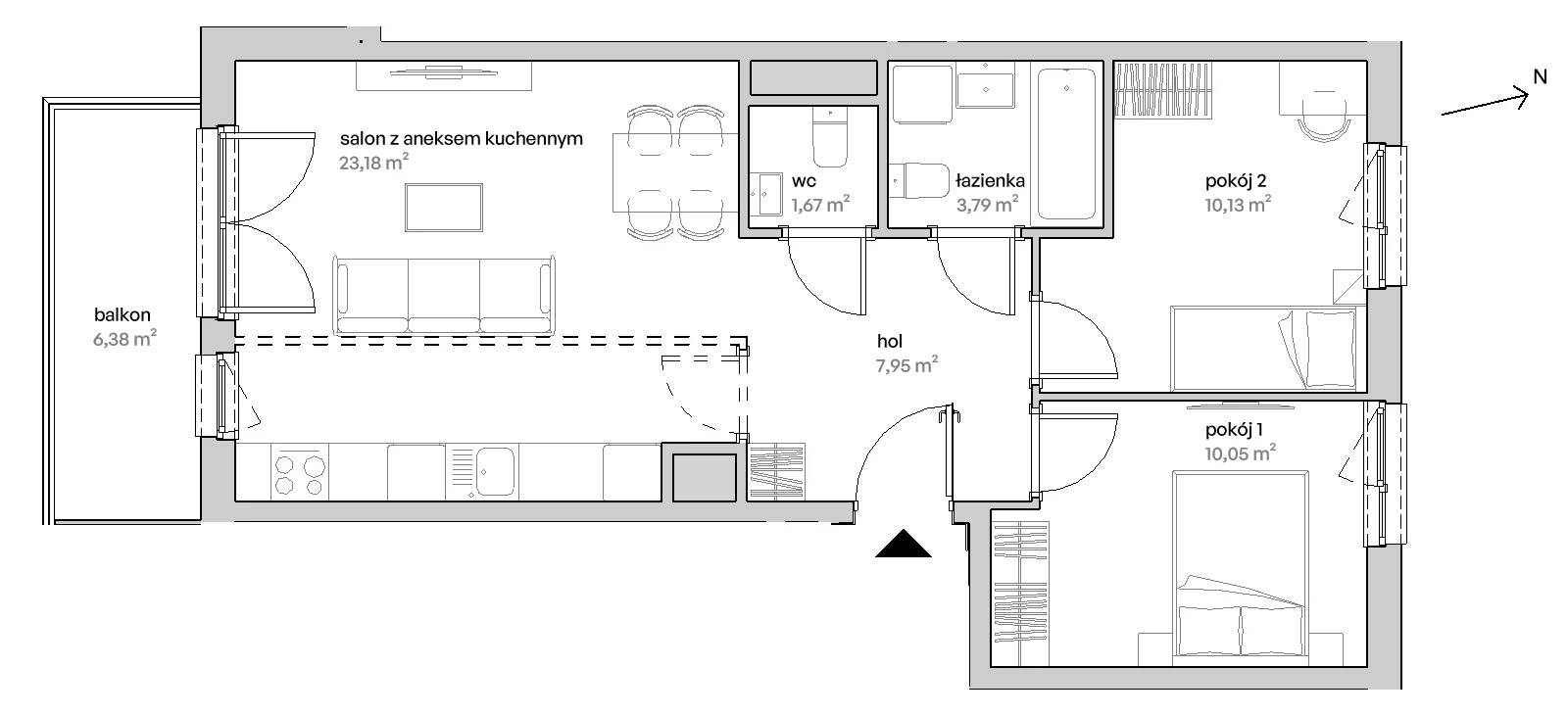 3 pokoje, mieszkanie 56,77 m², piętro 2, oferta nr C/02/182, Unii Lubelskiej Vita, Poznań, Nowe Miasto, Starołęka, ul. Unii Lubelskiej 10