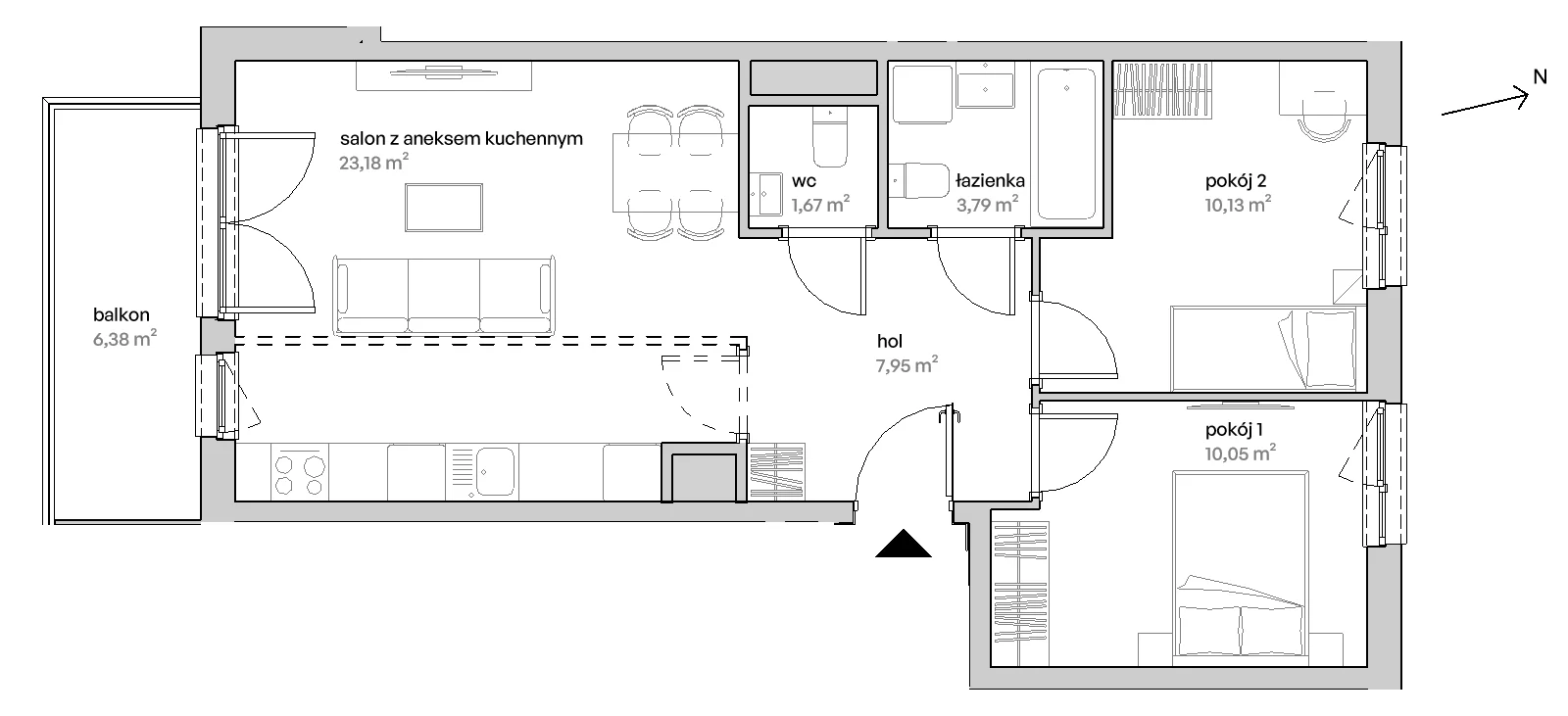 3 pokoje, mieszkanie 56,77 m², piętro 3, oferta nr C/03/185 , Unii Lubelskiej Vita, Poznań, Nowe Miasto, Starołęka, ul. Unii Lubelskiej 10