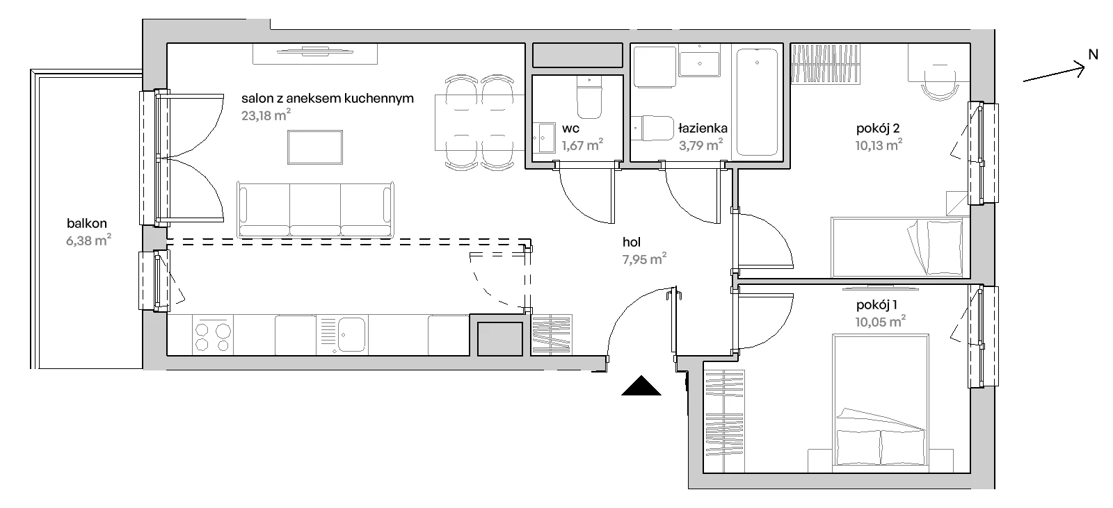 3 pokoje, mieszkanie 56,77 m², piętro 6, oferta nr C/06/194, Unii Lubelskiej Vita, Poznań, Nowe Miasto, Starołęka, ul. Unii Lubelskiej 10