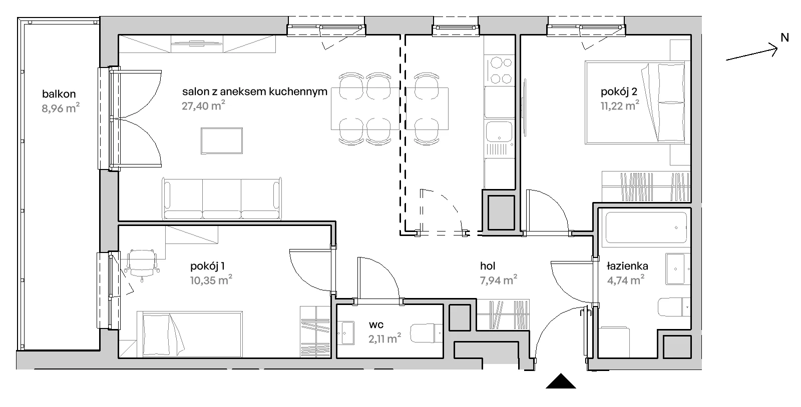 3 pokoje, mieszkanie 63,76 m², piętro 1, oferta nr D/01/209, Unii Lubelskiej Vita, Poznań, Nowe Miasto, Starołęka, ul. Unii Lubelskiej 10