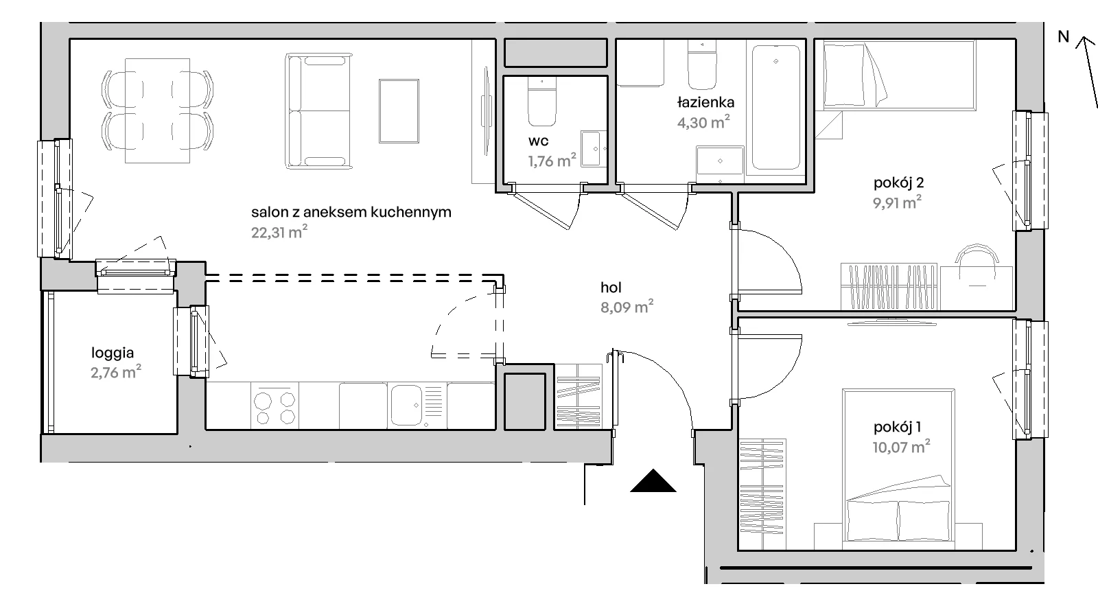 3 pokoje, mieszkanie 56,44 m², piętro 1, oferta nr D/01/212 , Unii Lubelskiej Vita, Poznań, Nowe Miasto, Starołęka, ul. Unii Lubelskiej 10