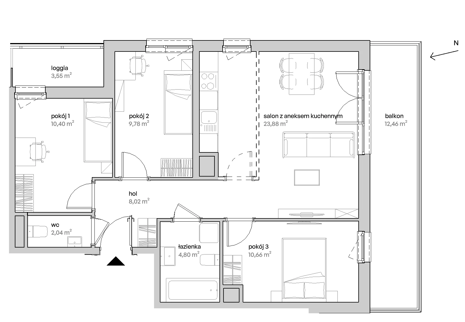 4 pokoje, mieszkanie 69,58 m², piętro 3, oferta nr D/03/222, Unii Lubelskiej Vita, Poznań, Nowe Miasto, Starołęka, ul. Unii Lubelskiej 10