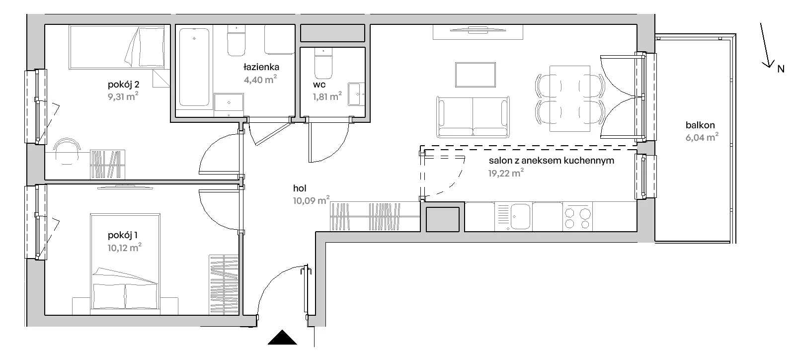 3 pokoje, mieszkanie 54,95 m², piętro 1, oferta nr E/01/259, Unii Lubelskiej Vita, Poznań, Nowe Miasto, Starołęka, ul. Unii Lubelskiej 10