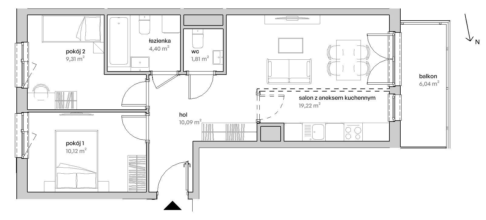 3 pokoje, mieszkanie 54,95 m², piętro 2, oferta nr E/02/262, Unii Lubelskiej Vita, Poznań, Nowe Miasto, Starołęka, ul. Unii Lubelskiej 10