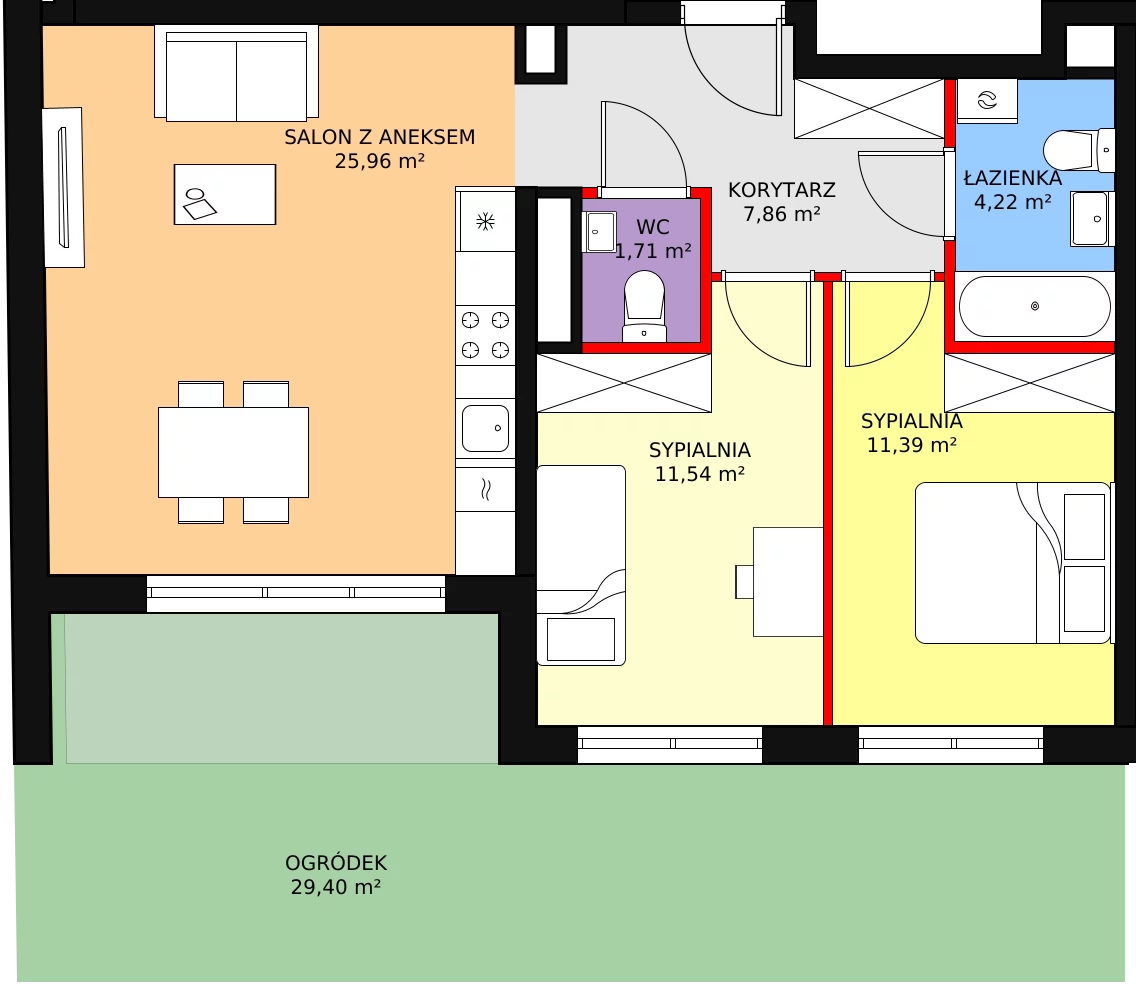 3 pokoje, mieszkanie 62,68 m², parter, oferta nr HO/0A3, Malta Point, Poznań, Rataje, Łacina, ul. Brneńska