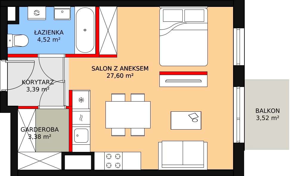 Mieszkanie 38,89 m², piętro 3, oferta nr HO/3A25, Malta Point, Poznań, Rataje, Łacina, ul. Brneńska