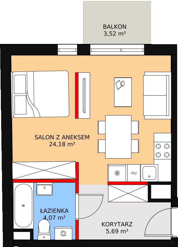 Mieszkanie 33,94 m², piętro 5, oferta nr HO/5A39, Malta Point, Poznań, Rataje, Łacina, ul. Brneńska