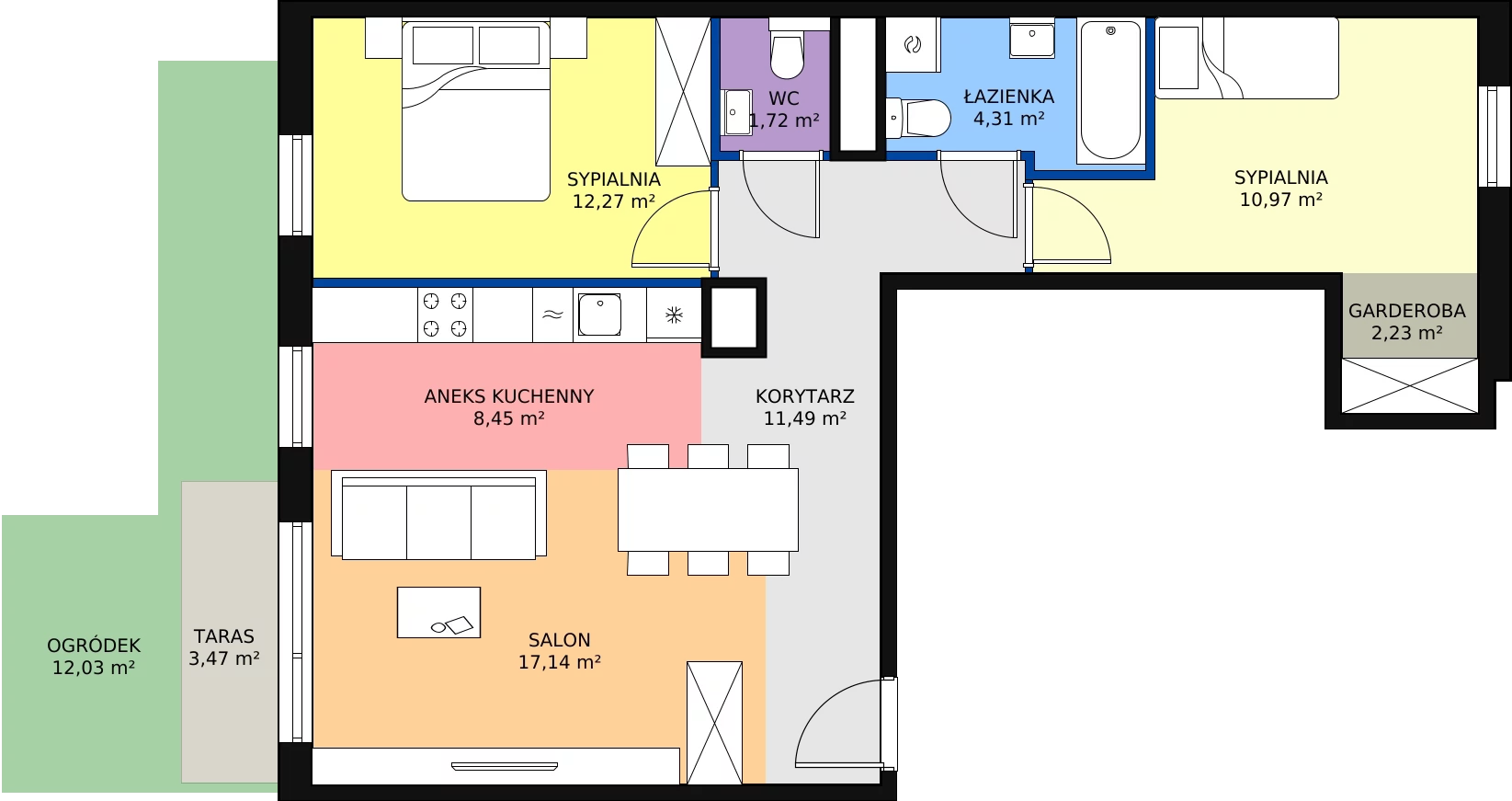Zalety mieszkania 68.58 m², A/004