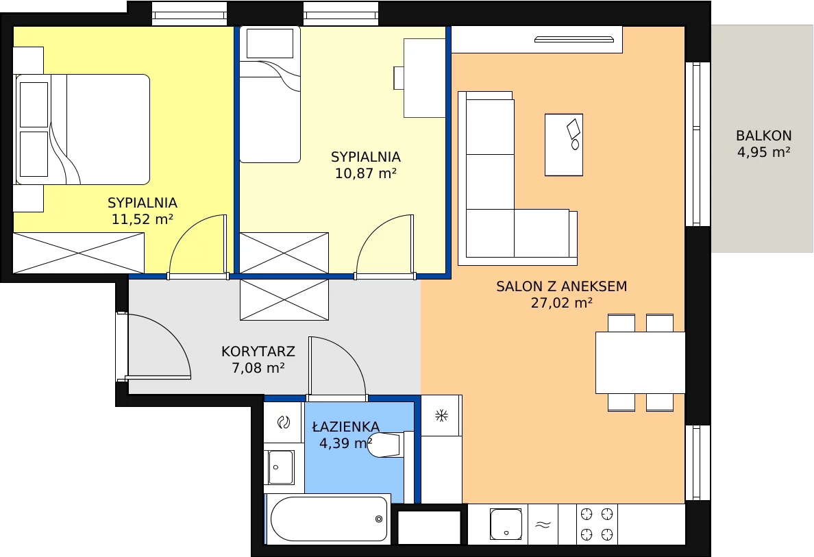 Zalety mieszkania 60.93 m², A/017