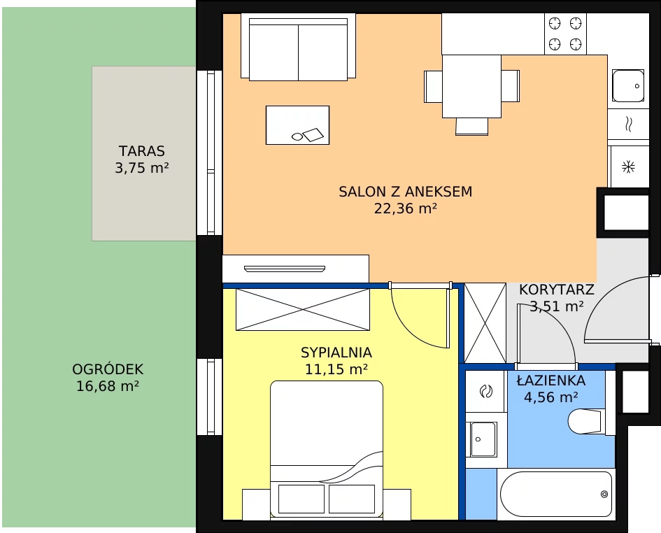 Zalety mieszkania 41.58 m², A/023