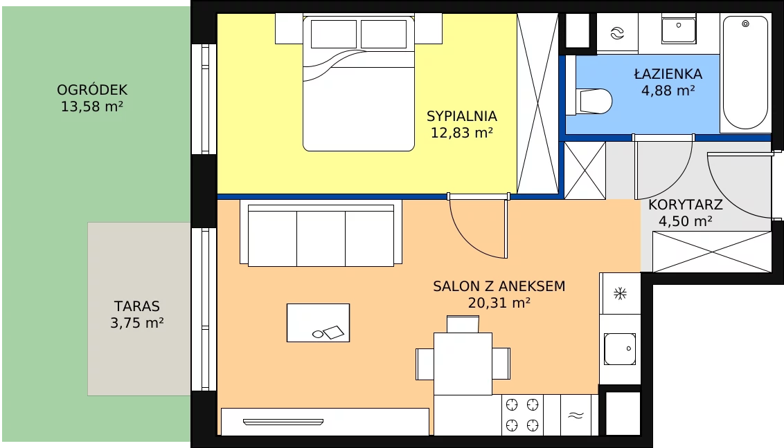 Zalety mieszkania 42.52 m², A/024
