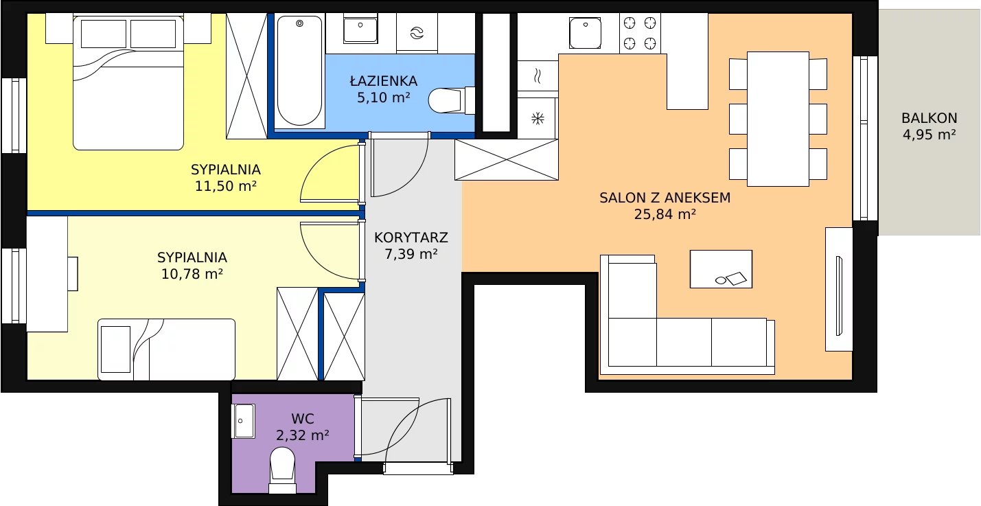 Zalety mieszkania 62.93 m², A/034