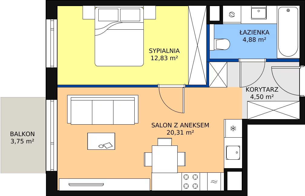 Zalety mieszkania 42.52 m², A/056