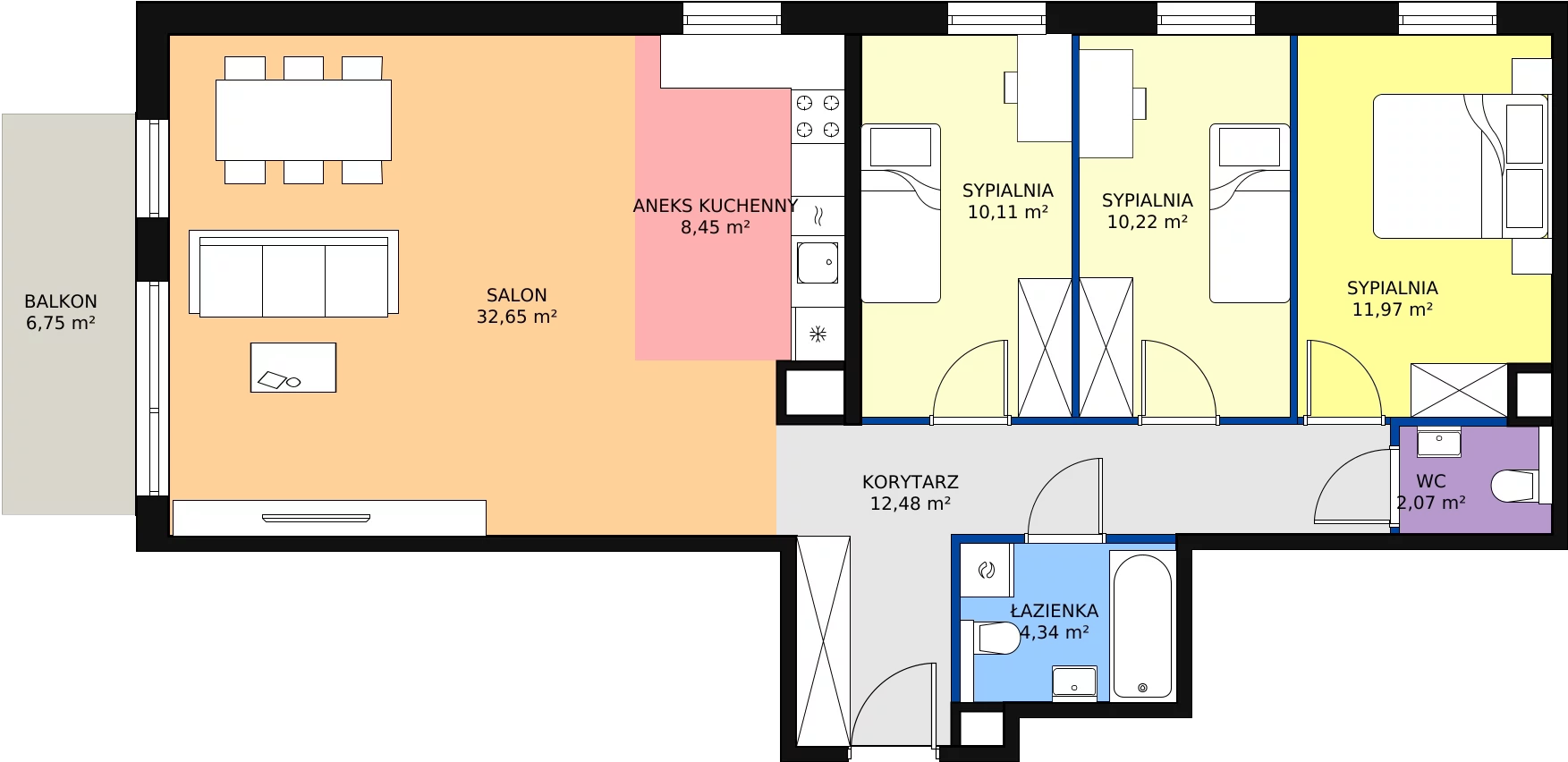 Zalety mieszkania 92.32 m², B/011