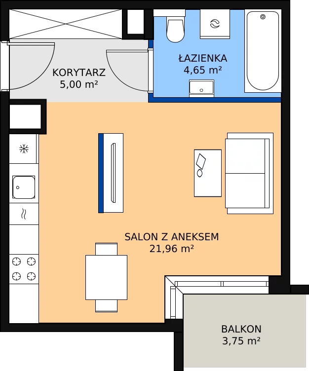 Zalety mieszkania 31.61 m², B/039