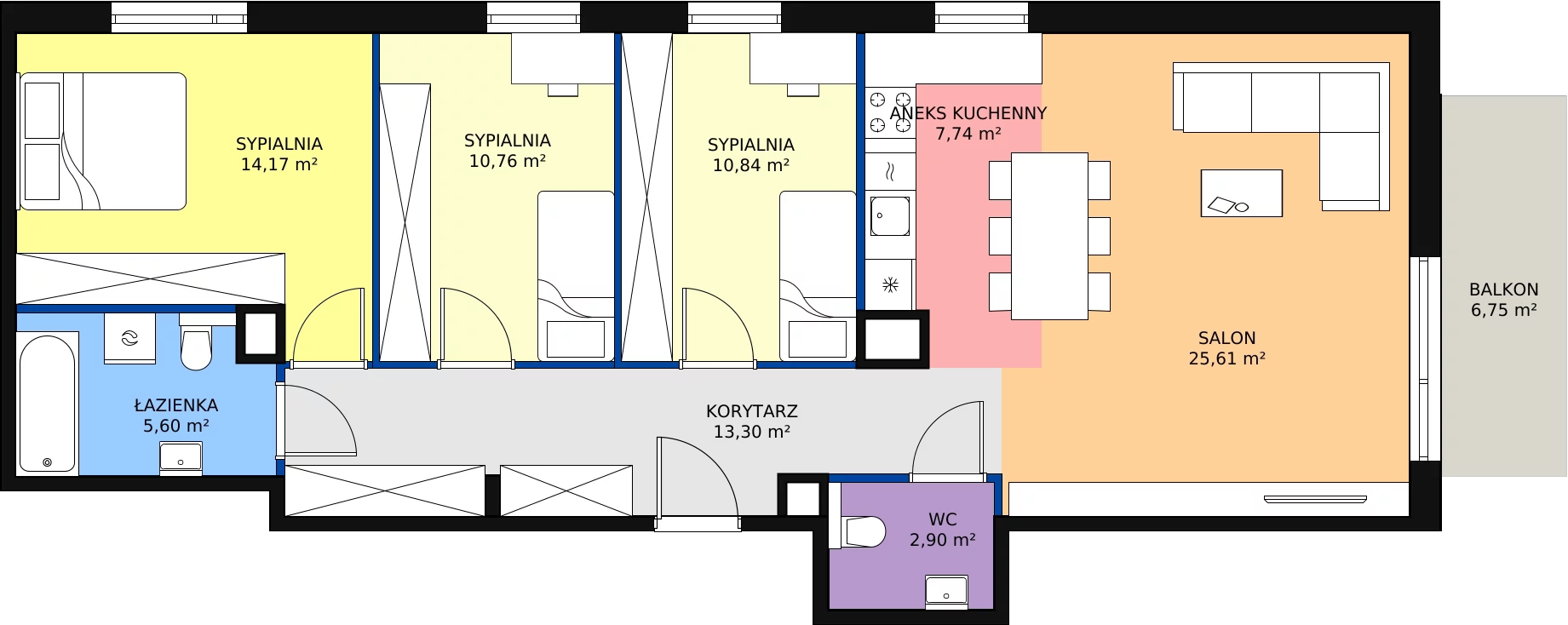 Zalety mieszkania 90.92 m², B/063