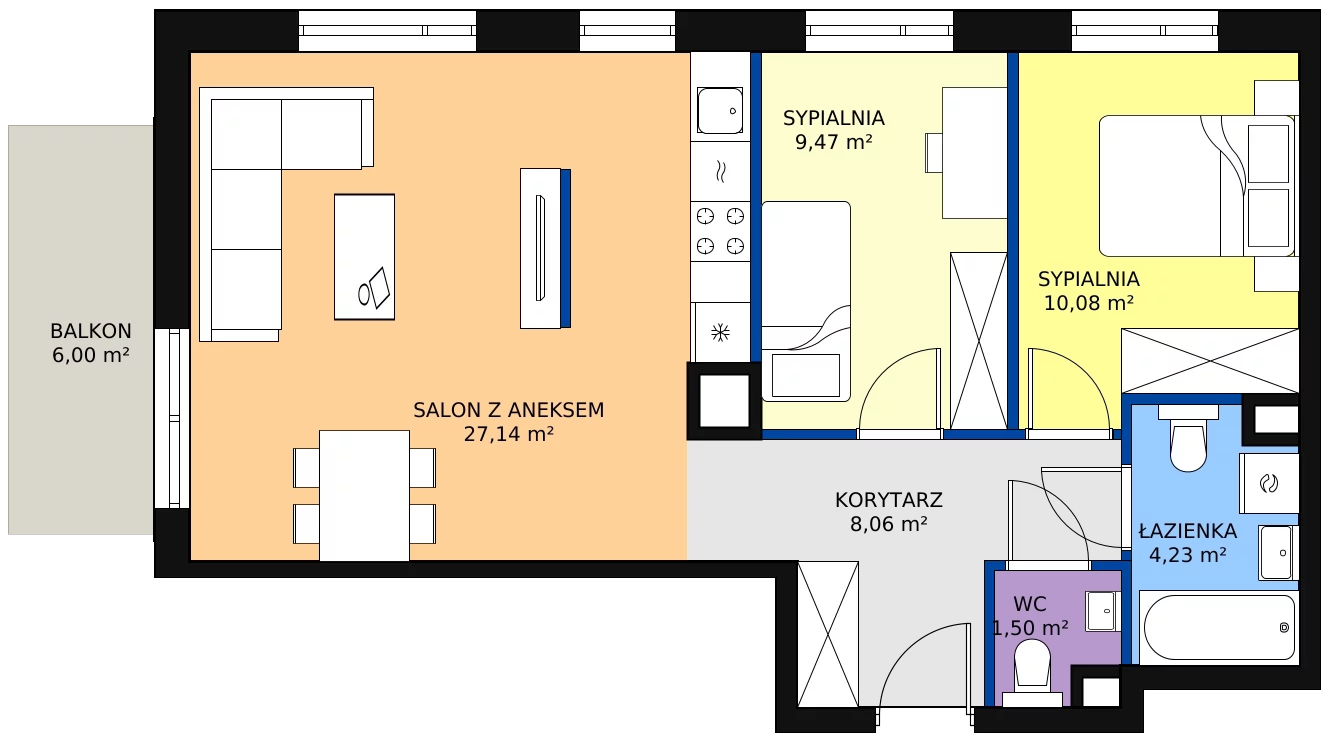 Zalety mieszkania 60.48 m², C/032