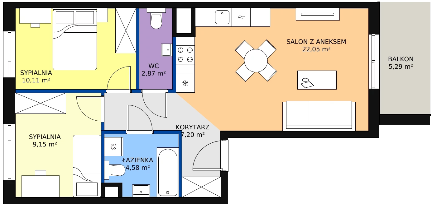 Zalety mieszkania 55.96 m², C/051