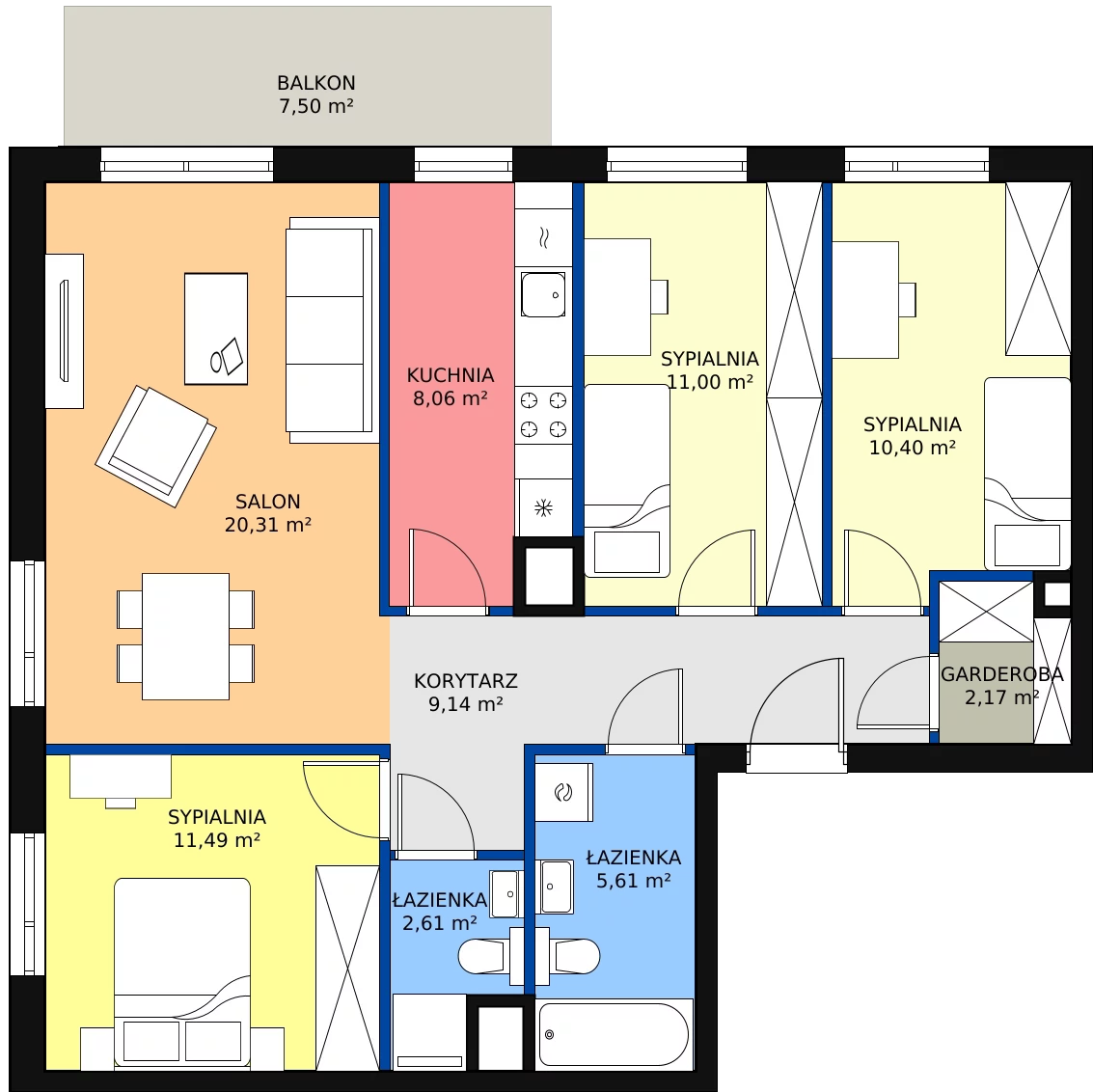 Zalety mieszkania 80.79 m², C/073