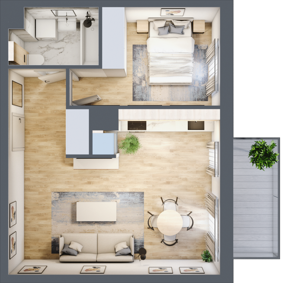 Mieszkanie 42,95 m², piętro 2, oferta nr E/040, Bemosphere, Warszawa, Bemowo, Chrzanów, ul. Szeligowska 24