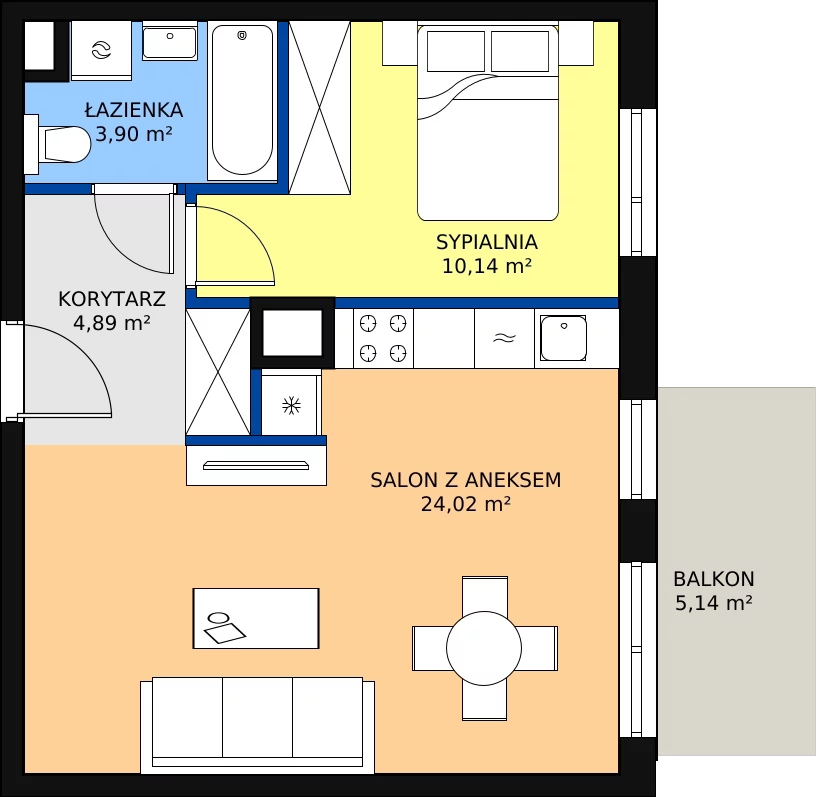 Zalety mieszkania 42.95 m², E/061