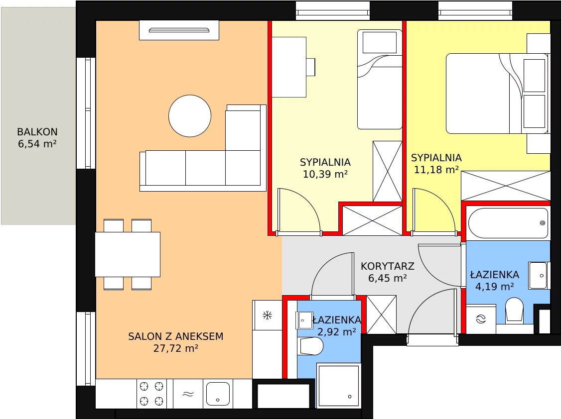 3 pokoje, mieszkanie 62,85 m², piętro 1, oferta nr A1/11/M, Południe Vita, Gdańsk, Orunia Górna-Gdańsk Południe, Maćkowy, ul. Kazimierza Wielkiego