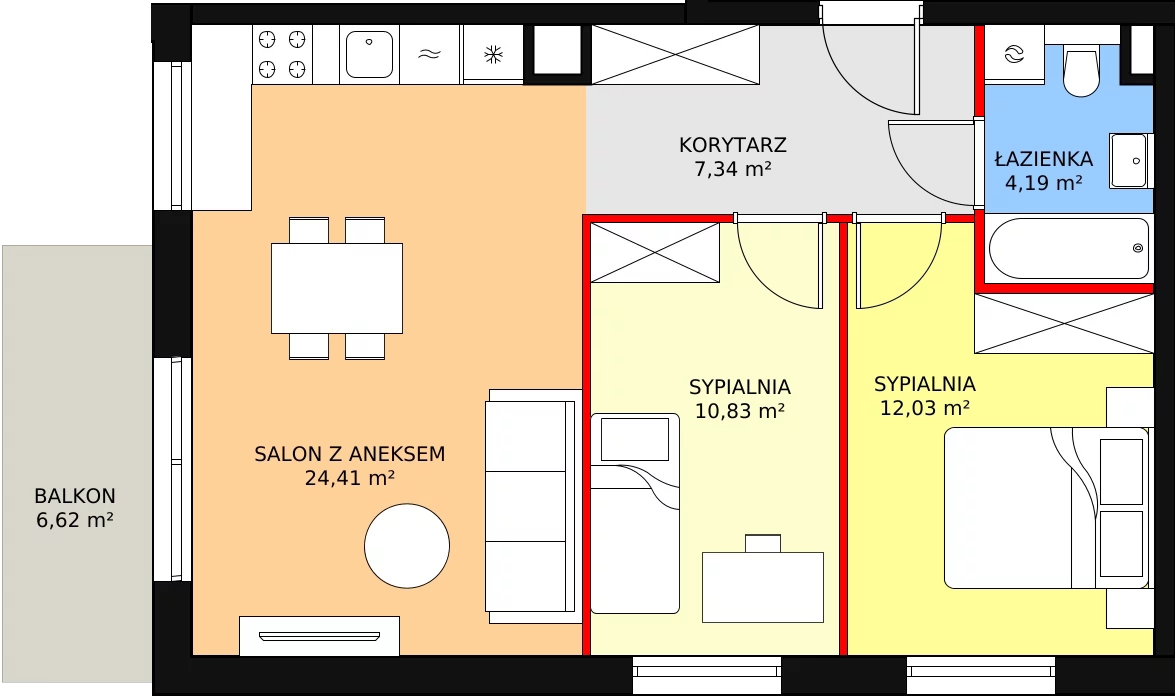 Mieszkanie 58,80 m², piętro 1, oferta nr A1/12/M, Południe Vita, Gdańsk, Orunia Górna-Gdańsk Południe, Maćkowy, ul. Kazimierza Wielkiego