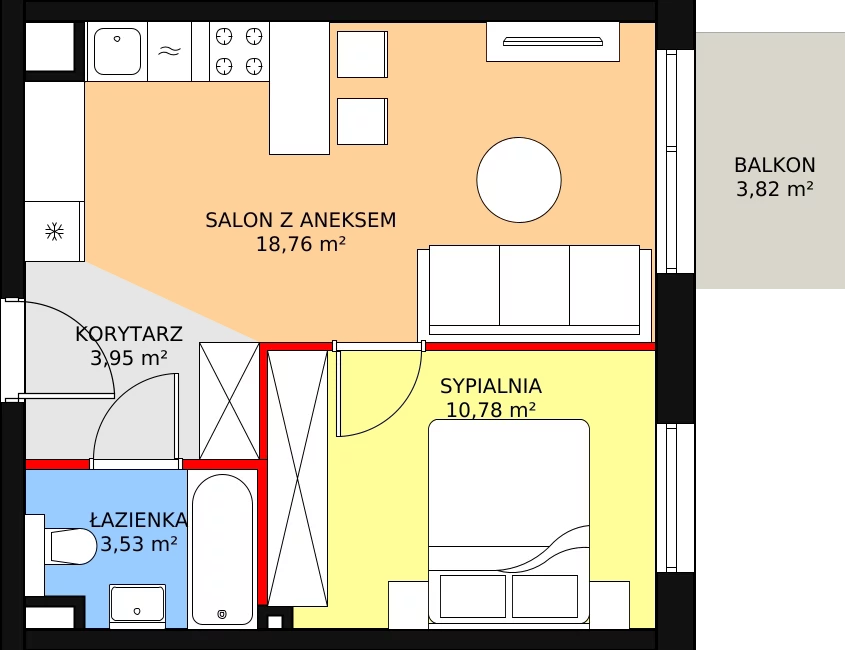 Mieszkanie 37,02 m², piętro 1, oferta nr A1/14/M, Południe Vita, Gdańsk, Orunia Górna-Gdańsk Południe, Maćkowy, ul. Kazimierza Wielkiego