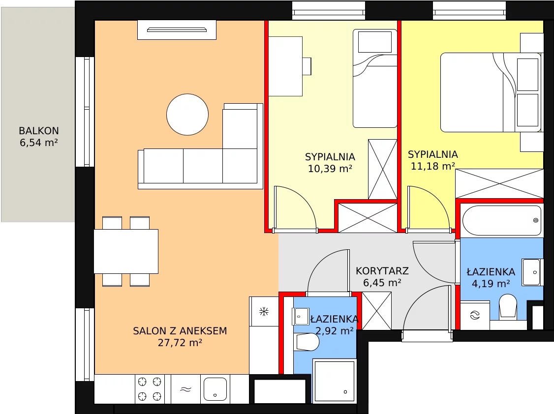 Mieszkanie 62,85 m², piętro 2, oferta nr A1/21/M, Południe Vita, Gdańsk, Orunia Górna-Gdańsk Południe, Maćkowy, ul. Kazimierza Wielkiego