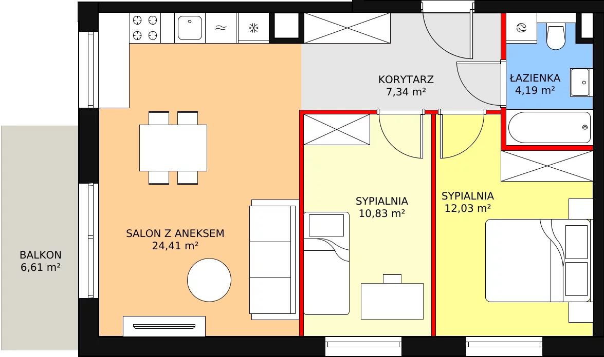 Mieszkanie 58,80 m², piętro 2, oferta nr A1/22/M, Południe Vita, Gdańsk, Orunia Górna-Gdańsk Południe, Maćkowy, ul. Kazimierza Wielkiego