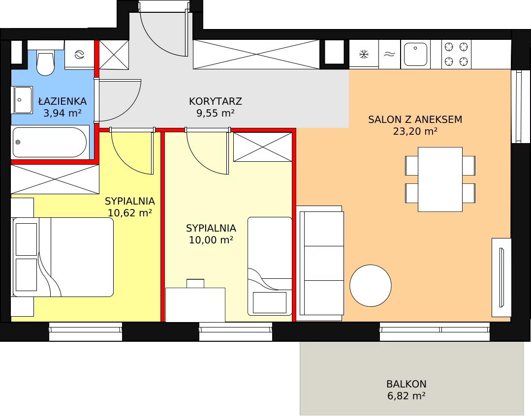 Mieszkanie 57,31 m², piętro 1, oferta nr A2/17/M, Południe Vita, Gdańsk, Orunia Górna-Gdańsk Południe, Maćkowy, ul. Kazimierza Wielkiego