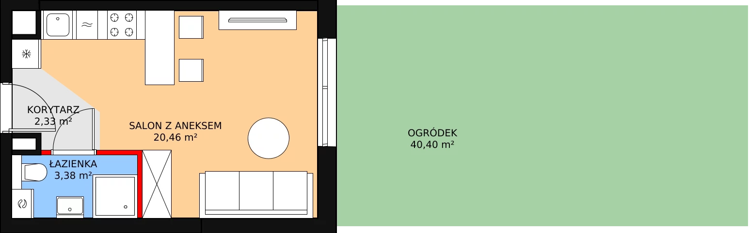 Mieszkanie 26,24 m², parter, oferta nr F2/09/M, Południe Vita, Gdańsk, Orunia Górna-Gdańsk Południe, Maćkowy, ul. Kazimierza Wielkiego