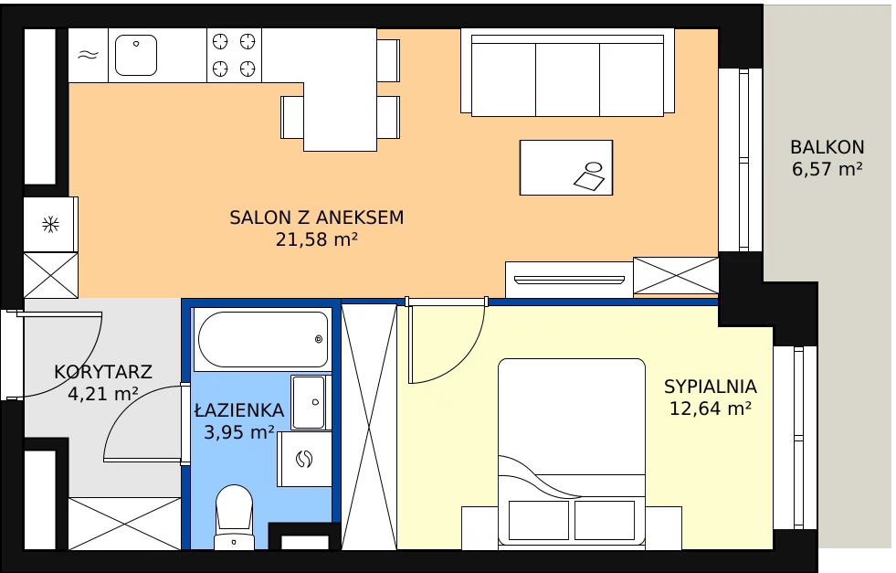 Zalety mieszkania 42.38 m², L1/3/31