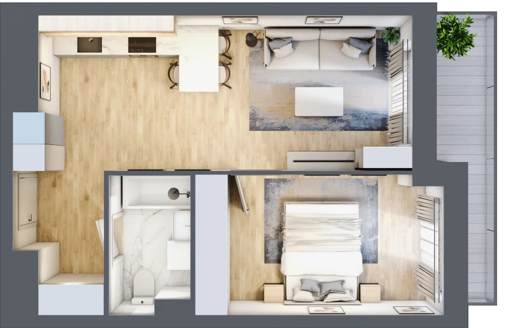2 pokoje, mieszkanie 42,38 m², piętro 3, oferta nr L1/3/31, Legnicka Vita, Wrocław, Gądów-Popowice Południowe, Popowice, ul. Legnicka 52 A