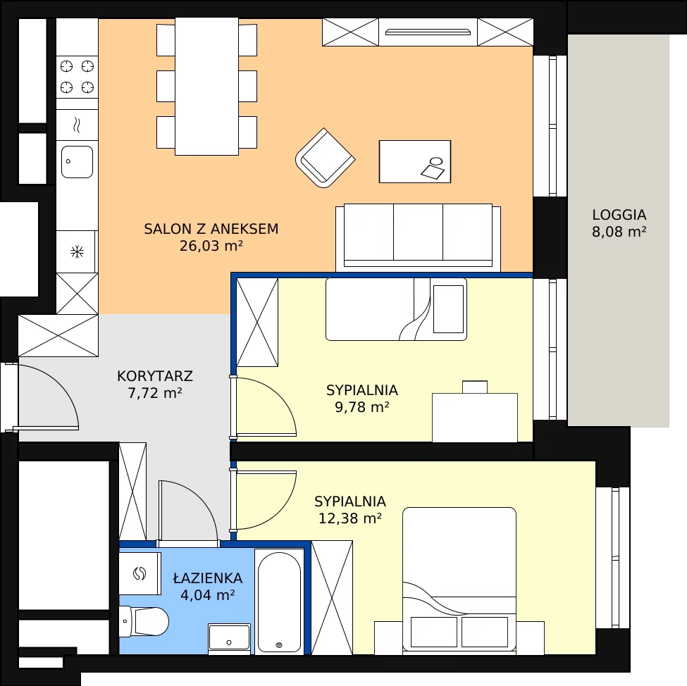Zalety mieszkania 59.95 m², L1/12/118