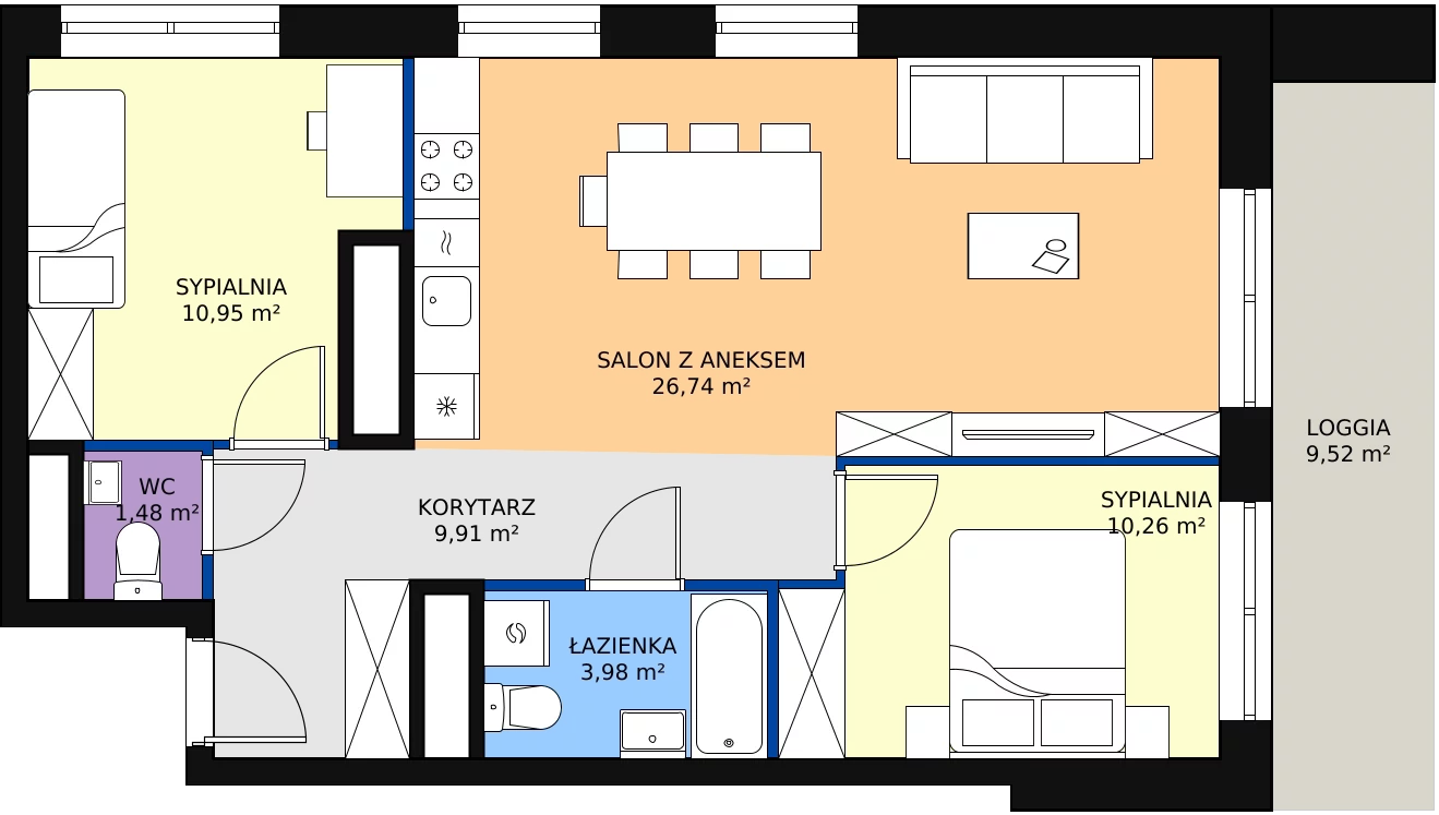 Zalety mieszkania 63.32 m², L1/14/135