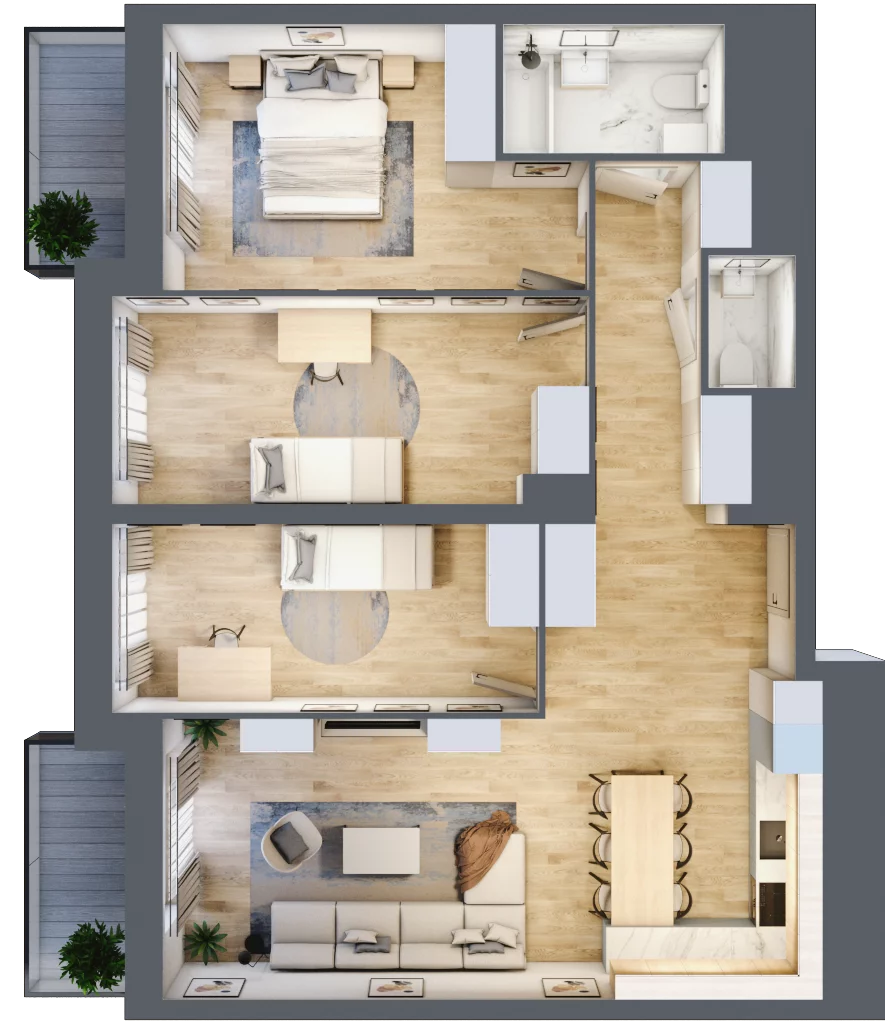 4 pokoje, mieszkanie 86,82 m², piętro 12, oferta nr L1/12/122, Legnicka Vita, Wrocław, Gądów-Popowice Południowe, Popowice, ul. Legnicka 52 A