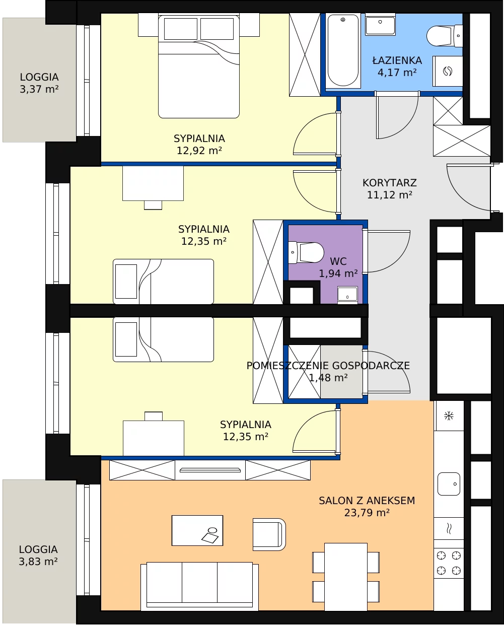 Zalety mieszkania 80.12 m², L1/13/132