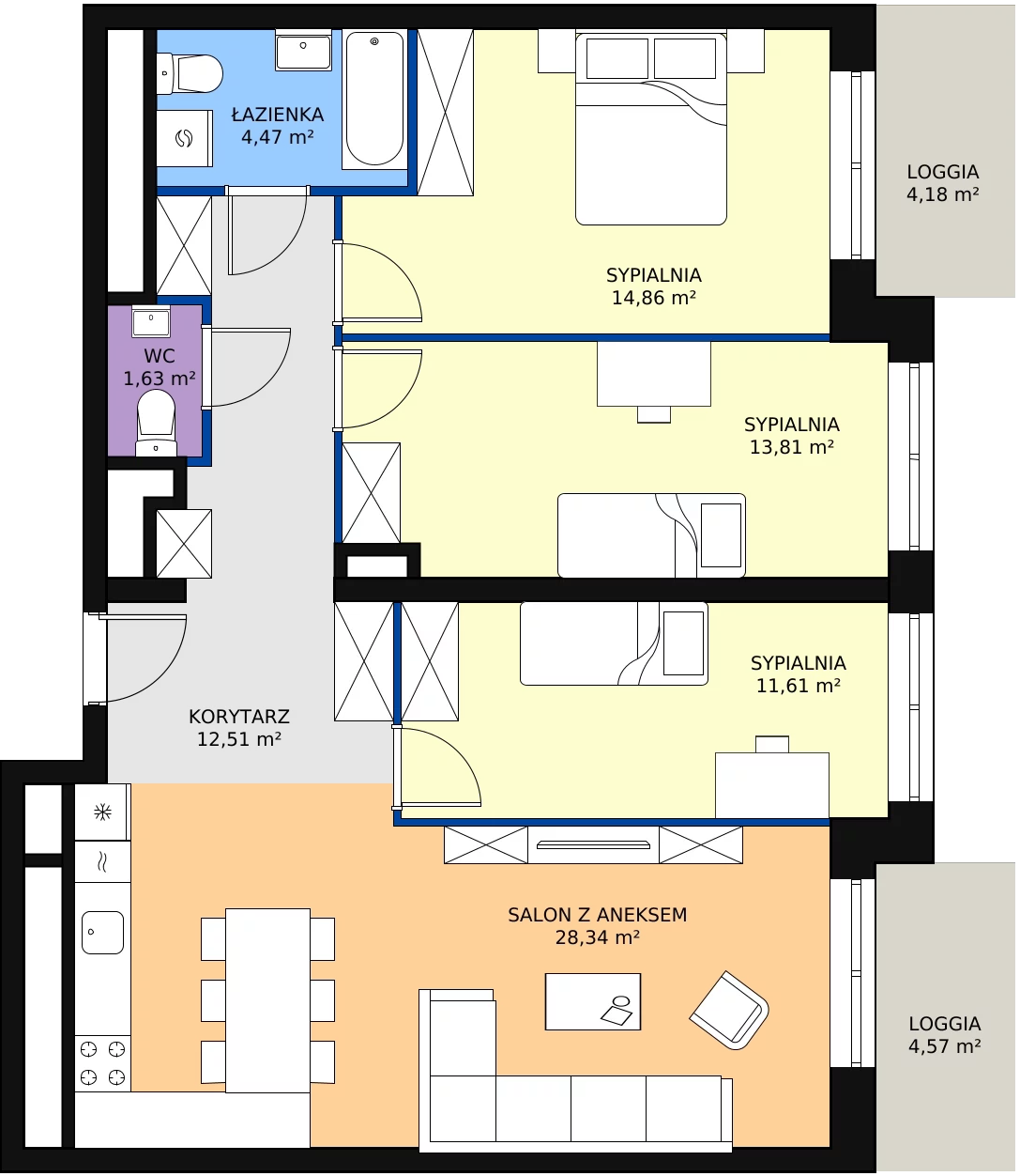Zalety mieszkania 87.23 m², L1/15/146