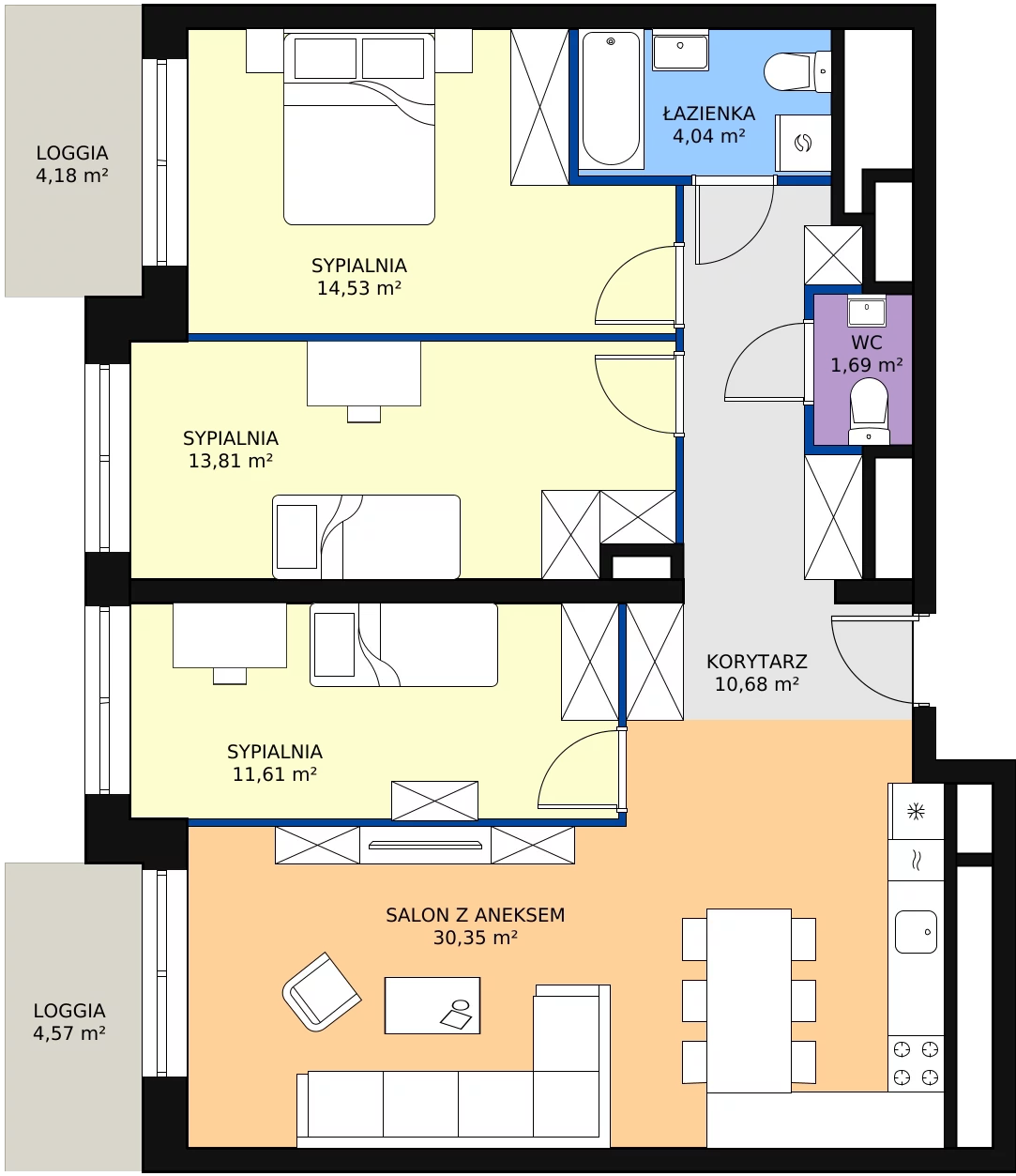 Zalety mieszkania 86.71 m², L1/15/147