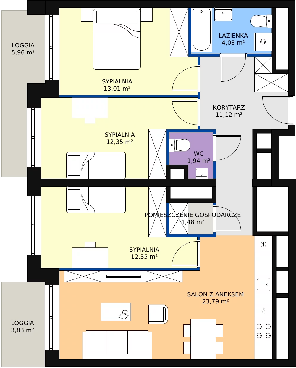 Zalety mieszkania 80.12 m², L1/16/155