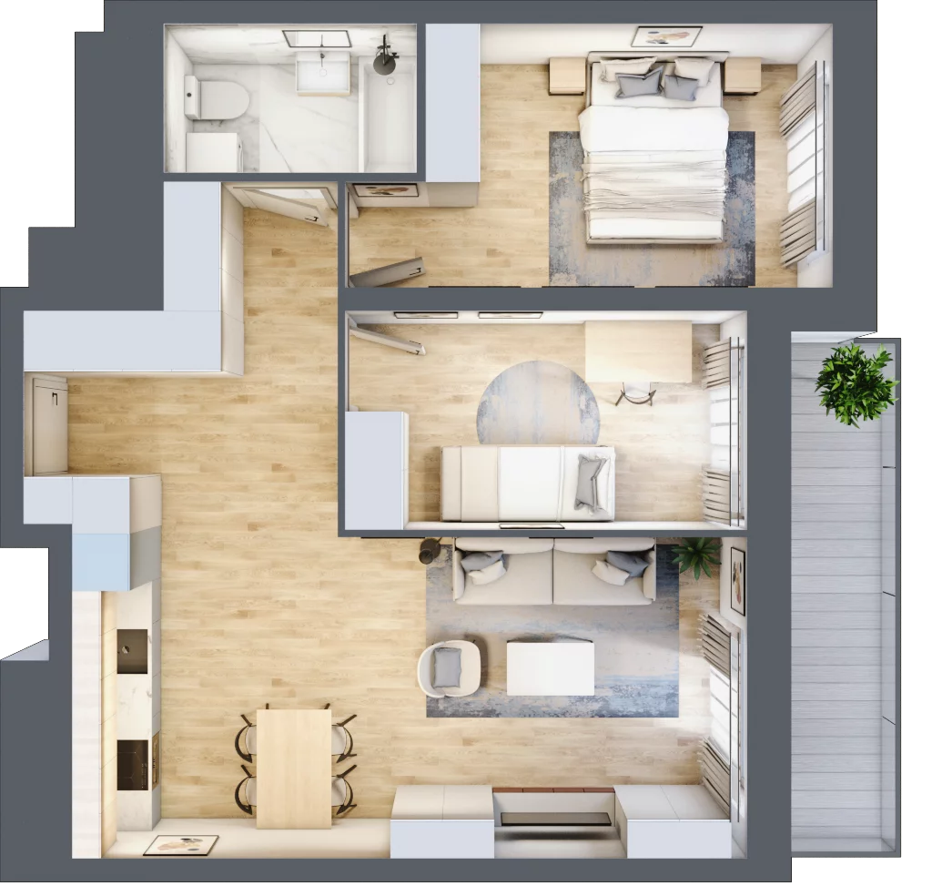 3 pokoje, mieszkanie 60,64 m², piętro 17, oferta nr L1/17/158, Legnicka Vita, Wrocław, Gądów-Popowice Południowe, Popowice, ul. Legnicka 52 A